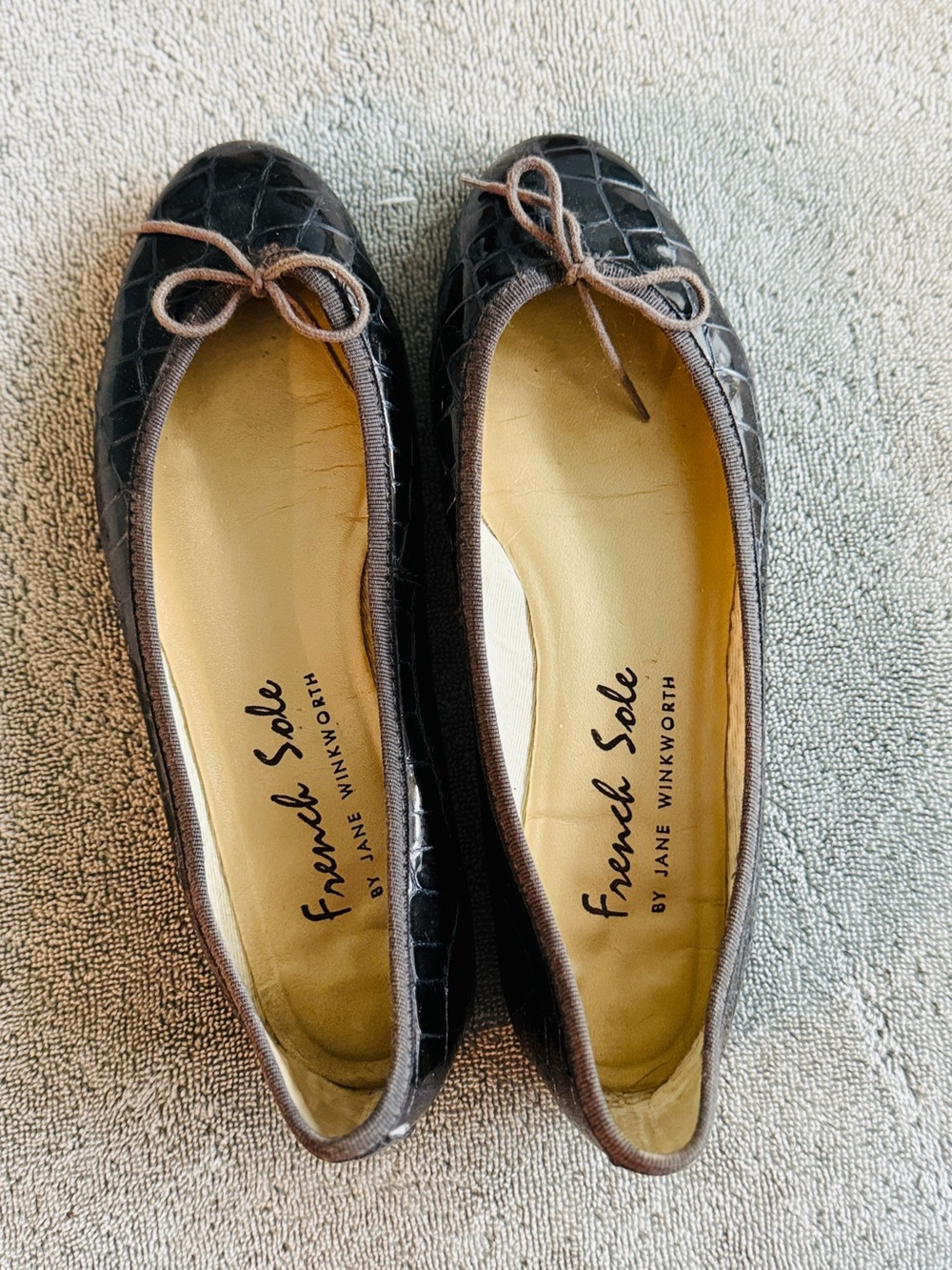 French Sole Henrietta Grey Patent Crocodile